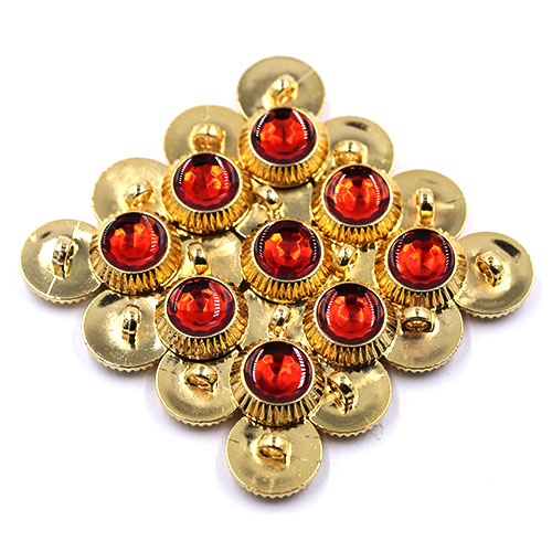 18660 Sullivans 19mm Round Plastic Button With Red Coloured Centre - Gold - 22 In A Tube 