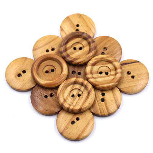 19006 Sullivans 25mm Round Wooden Buttons With Raised Edge - 22 In A Tube