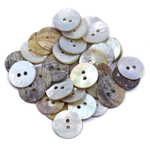 19021 Sullivans 14mm Round Akoya Shell Buttons - River Smoked - 35 In A Tube