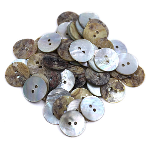 19022 Sullivans 15mm Round Akoya Shell Buttons - River Smoked - 28 In A Tube