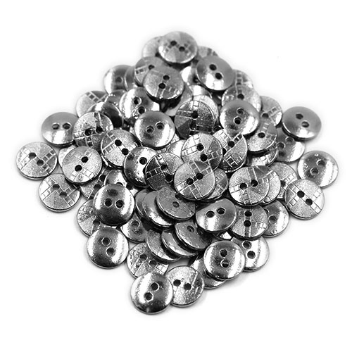 19025 Sullivans 15mm Round Metal Button With Tiled Effect - Silver - 67 In A Tube