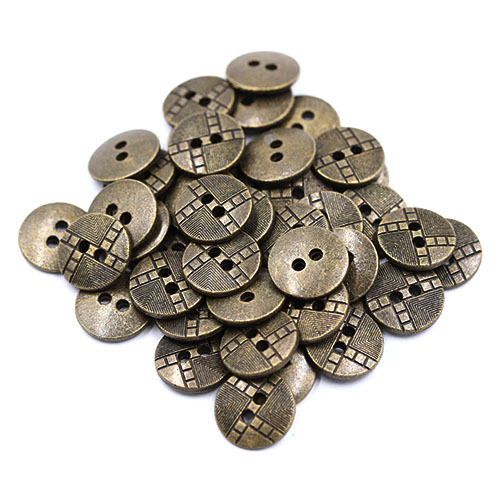 19026 Sullivans 12mm Round Metal Button With Tiled Effect - Bronze - 77 In A Tube