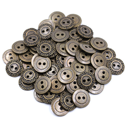 19033 Sullivans 15mm Round Metal Button With Detailed Border - Bronze - 67 In A Tube