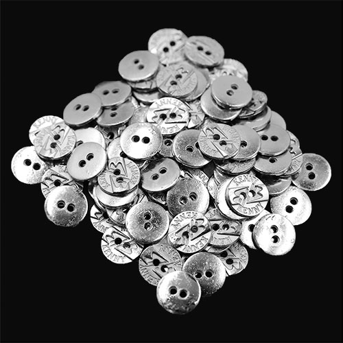 19035 Sullivans 12mm Round Metal Button With Raised Pattern - Silver - 77 In A Tube