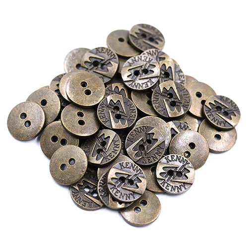 19036 Sullivans 12mm Round Metal Button With Raised Pattern - Bronze - 77 In A Tube