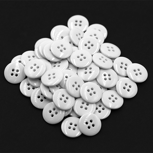 19064 Sullivans 15mm Round Plastic Button With Four Holes - White - 72 In A Tube