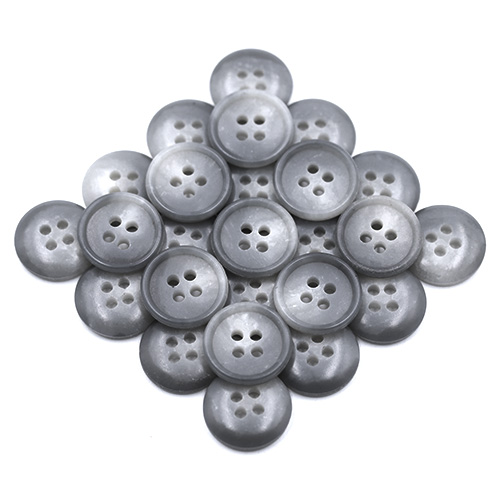 19086 Sullivans 15mm Plastic Button With Four Holes - Grey With Splash Of White - 39 In A Tube