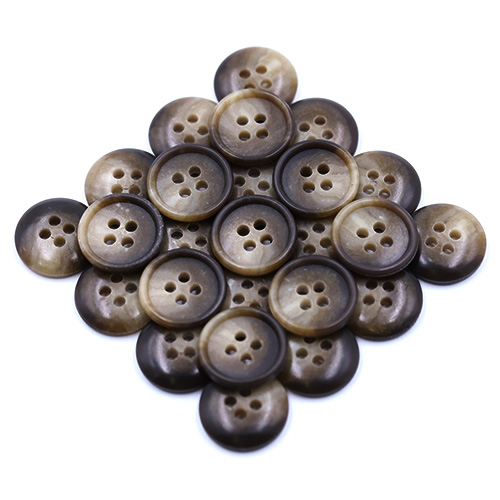 19092 Sullivans 15mm Plastic Button With Four Holes - Brown With Splash Of White- 39 In A Tube