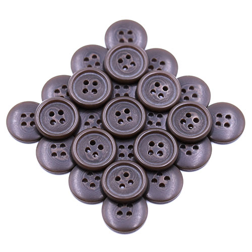 19094 Sullivans 15mm Plastic Button With Four Holes - Brown - 39 In A Tube