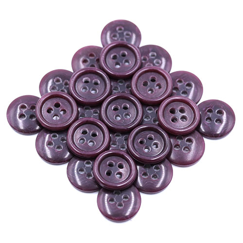 19096 Sullivans 15mm Plastic Button With Four Holes - Maroon - 39 In A Tube