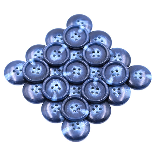 19100 Sullivans 20mm Plastic Button With Four Holes - Blue With Splash Of White- 38 In A Tube