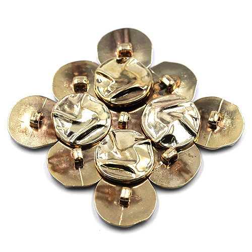 19136 Sullivans 25mm Round Plastic Uneven Surface Button With Shank - Gold - 33 In A Tube