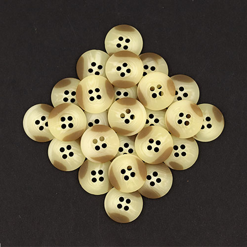 19147 Sullivans 15mm Round Plastic Button With Four Holes - Cream With Tan Tips - 38 In A Tube