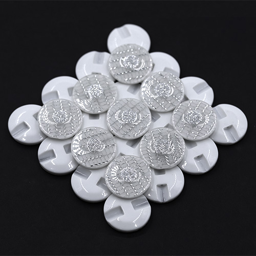 19182 Sullivans 21mm Round Plastic Button With Raised Middle And Crisscross Sparkles - White - 55 In A Tub
