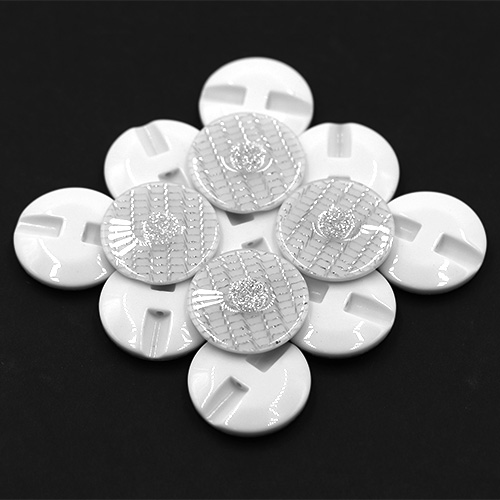 19183 Sullivans 25mm Round Plastic Button With Raised Middle And Crisscross Sparkles - White - 40 In A Tub