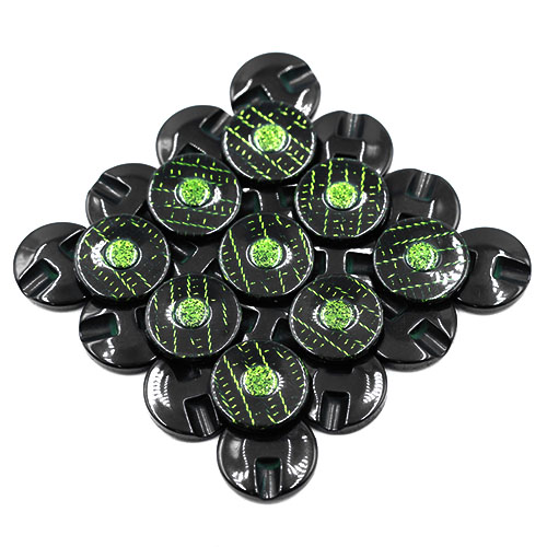 19188 Sullivans 21mm Round Plastic Button With Raised Middle And Crisscross Sparkles - Green - 55 In A Tub