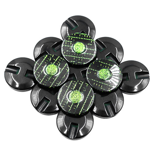 19189 Sullivans 25mm Round Plastic Button With Raised Middle And Crisscross Sparkles - Green - 40 In A Tub