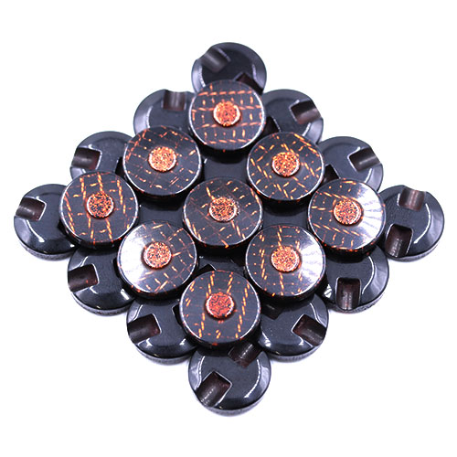19190 Sullivans 15mm Round Plastic Button With Raised Middle And Crisscross Sparkles - Coffee - 90 In A Tu