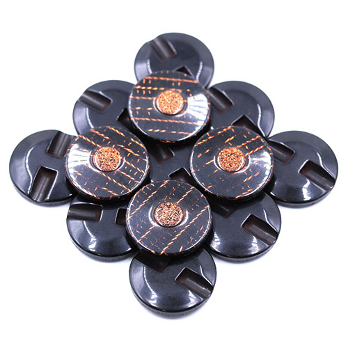 19192 Sullivans 25mm Round Plastic Button With Raised Middle And Crisscross Sparkles - Coffee - 40 In A Tu