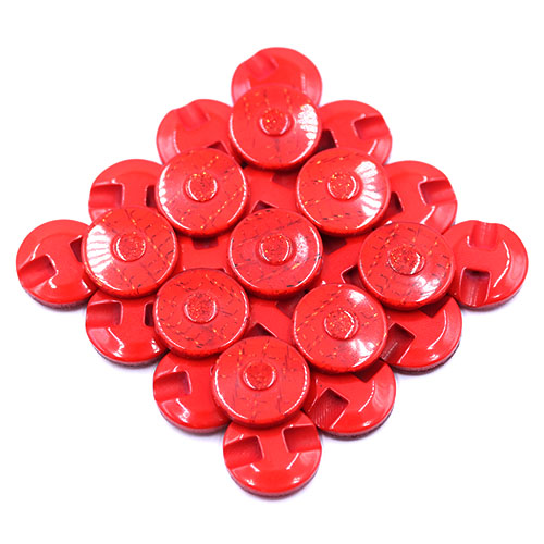 19196 Sullivans 15mm Round Plastic Button With Raised Middle And Crisscross Sparkles - Red - 90 In A Tube