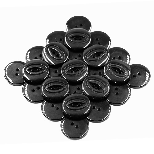 19204 Sullivans 21mm Round Plastic Button With Two Oval Lines Surrounding Hole - Black - 55 In A Tube