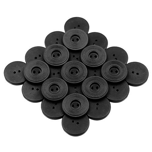 19207 Sullivans 21mm Round Plastic Button With Circular Groves - Black - 65 In A Tube