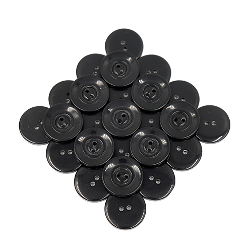 19213 Sullivans 21mm Round Plastic Button With Raised Edge - Black - 55 In A Tube