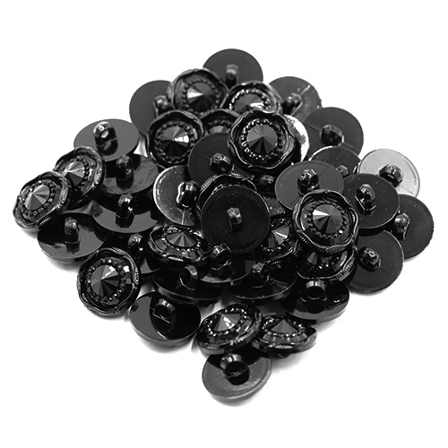 19223 Sullivans 18mm Round Plastic Shank Button With Centre Black Pinnacle - Black - 43 In A Tube