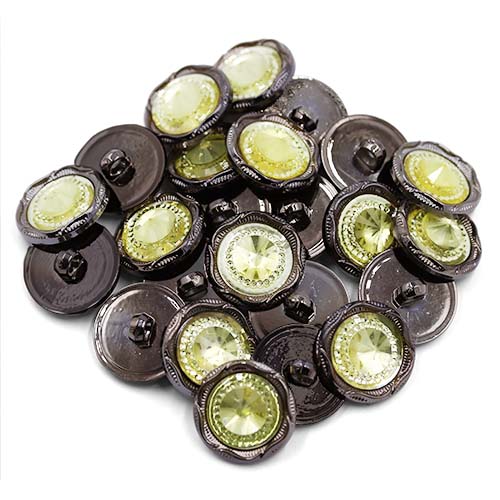 19231 Sullivans 18mm Round Plastic Shank Button With Sparkle Yellow Centre Pinnacle - Antique Gold - 43 In