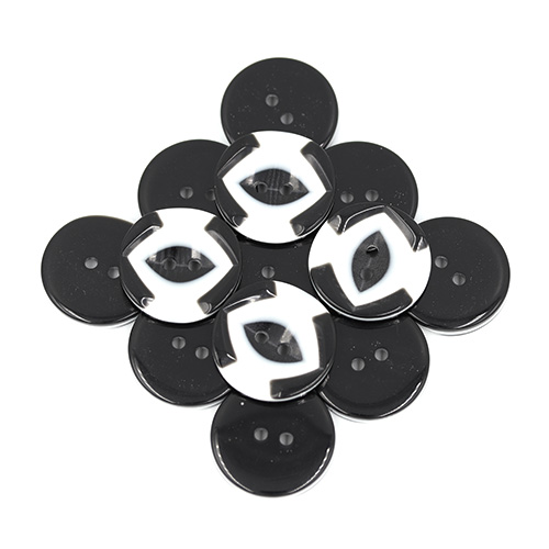 19264 Sullivans 25mm Round Plastic Button 2 Hole With Black Markings - White - 35 In A Tube