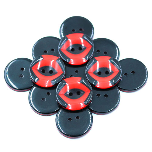 19267 Sullivans 25mm Round Plastic Button 2 Hole With Black Markings - Red - 35 In A Tube