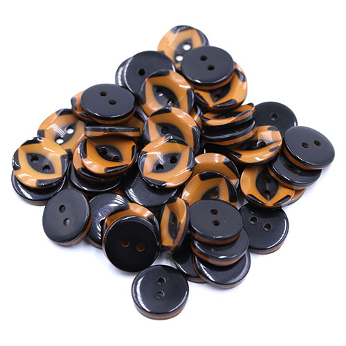 19268 Sullivans 15mm Round Plastic Button 2 Hole With Black Markings - Dark Yellow - 75 In A Tube