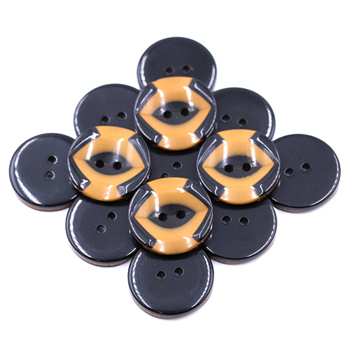 19270 Sullivans 25mm Round Plastic Button 2 Hole With Black Markings - Dark Yellow - 35 In A Tube