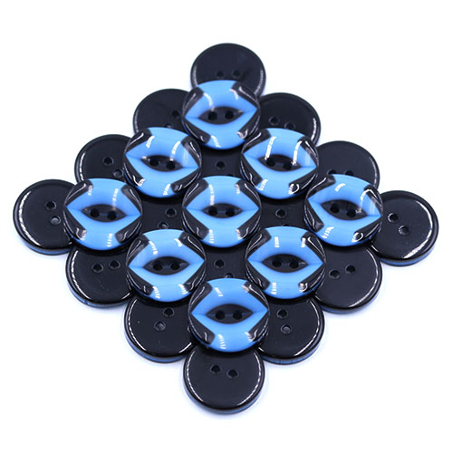 19272 Sullivans 18mm Round Plastic Button 2 Hole With Black Markings - Blue - 55 In A Tube