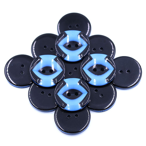 19273 Sullivans 25mm Round Plastic Button 2 Hole With Black Markings - Blue - 35 In A Tube