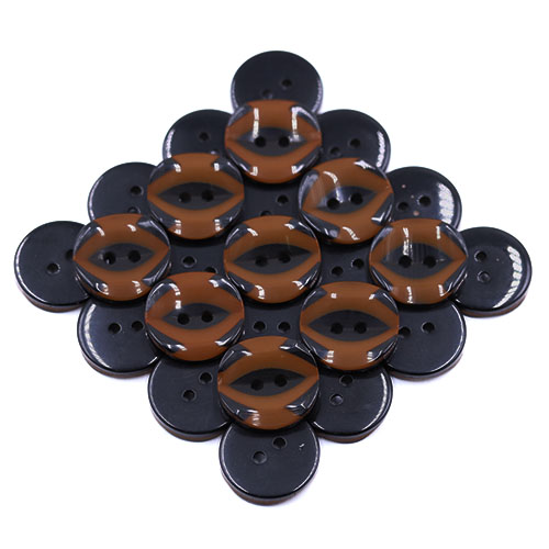 19275 Sullivans 18mm Round Plastic Button 2 Hole With Black Markings - Brown - 55 In A Tube