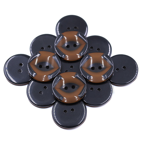 19276 Sullivans 25mm Round Plastic Button 2 Hole With Black Markings - Brown - 35 In A Tube