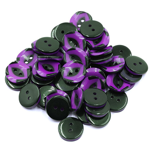 19277 Sullivans 15mm Round Plastic Button 2 Hole With Black Markings - Lilac - 75 In A Tube