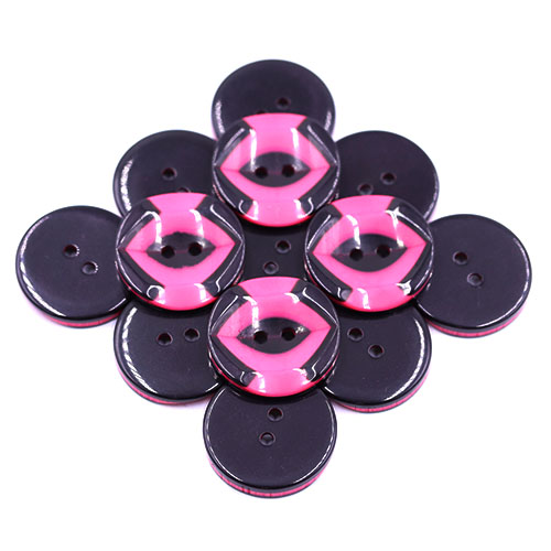 19282 Sullivans 25mm Round Plastic Button 2 Hole With Black Markings - Hot Pink - 35 In A Tube