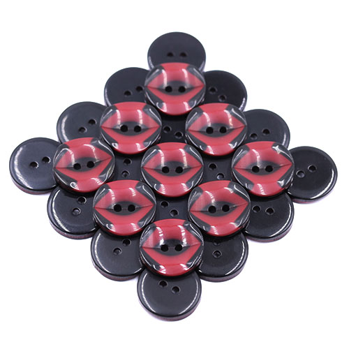 19284 Sullivans 18mm Round Plastic Button 2 Hole With Black Markings - Wine - 55 In A Tube