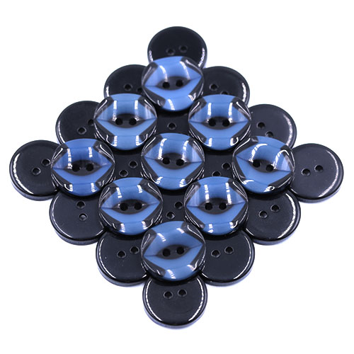 19287 Sullivans 18mm Round Plastic Button 2 Hole With Black Markings - Navy - 55 In A Tube