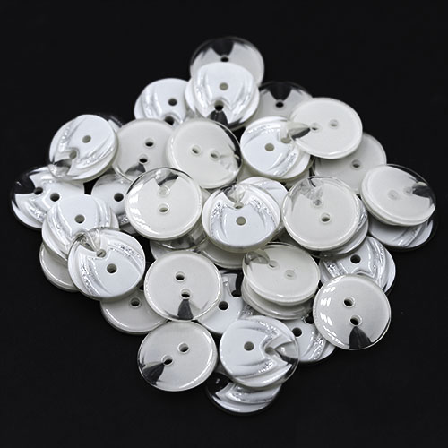 19319 Sullivans 18mm Round Plastic Button 2 Hole With Stepped Glitter Insert - White - 65 In A Tube