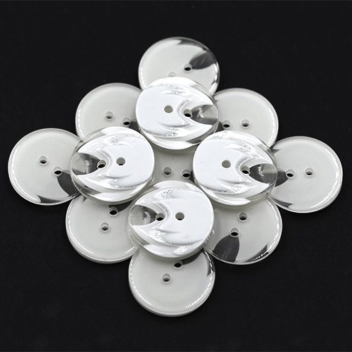 19320 Sullivans 25mm Round Plastic Button 2 Hole With Stepped Glitter Insert - White - 35 In A Tube