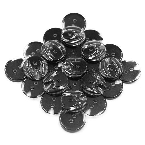 19321 Sullivans 18mm Round Plastic Button 2 Hole With Stepped Glitter Insert - Black - 65 In A Tube