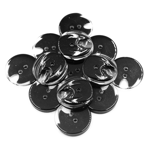 19322 Sullivans 25mm Round Plastic Button 2 Hole With Stepped Glitter Insert - Black - 35 In A Tube
