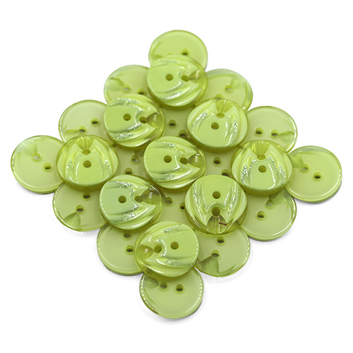 19325 Sullivans 18mm Round Plastic Button 2 Hole With Stepped Glitter Insert - Green - 65 In A Tube