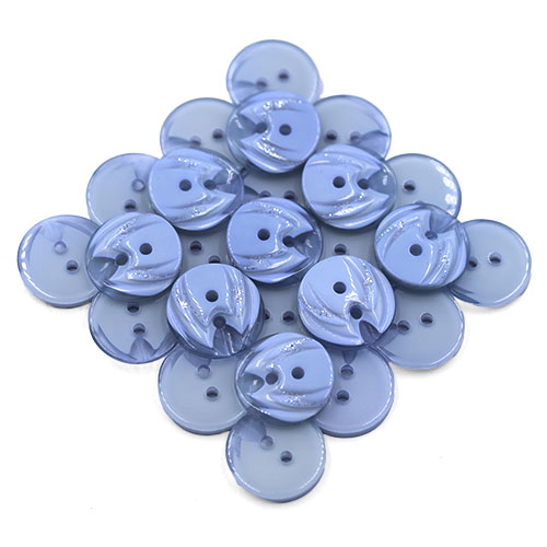 19327 Sullivans 18mm Round Plastic Button 2 Hole With Stepped Glitter Insert - Blue - 65 In A Tube