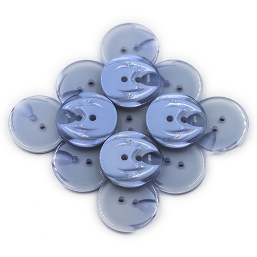 19328 Sullivans 25mm Round Plastic Button 2 Hole With Stepped Glitter Insert - Blue - 35 In A Tube