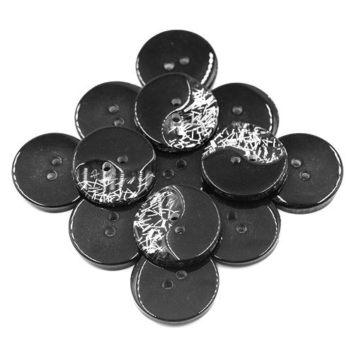 19339 Sullivans 25mm Round Plastic Buttons With Yin Yang Pattern - Blackclear - 35 In A Tube