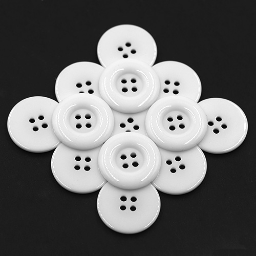 19343 Sullivans 25mm Round Plastic Buttons With Four Holes & Depressed Centre - White - 45 In A Tube